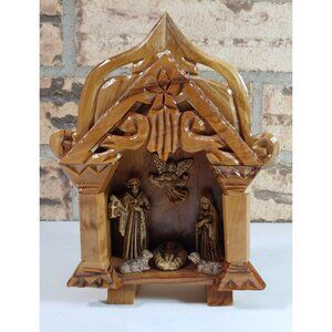 VTG Handcarved Wooden Nativity Scene w/ Holy Family